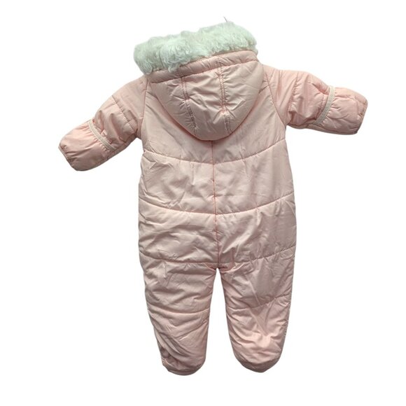 DKNY Blush Pink Winter Snow Suit Pram Onesie Infant Baby Girl 6-9 Months - Picture 4 of 5